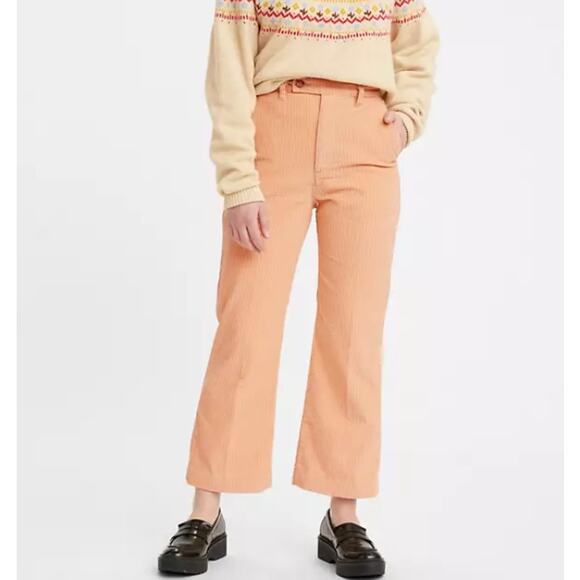 Levi's Math Club Flare Corduroy Women's Trousers Premium 26 Peach Orange - Picture 1 of 16